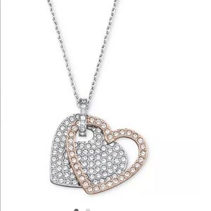 Authentic Swarovski crystal rose gold and silver heart necklace